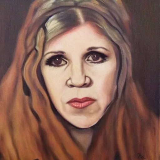 Prompt: the daughter of stevie nicks and carrie fisher, looks exactly like either of them in a painting