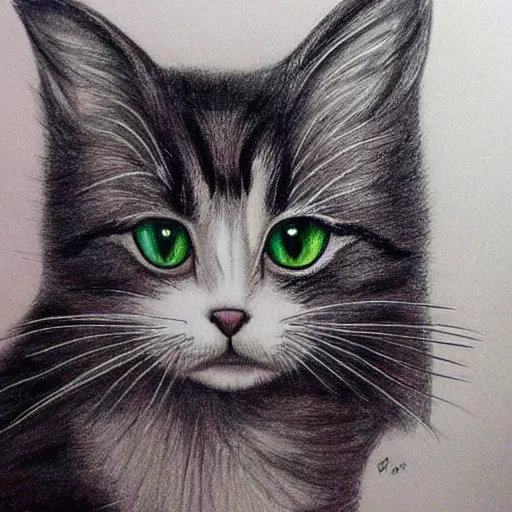 Prompt: drawing of a cute cat