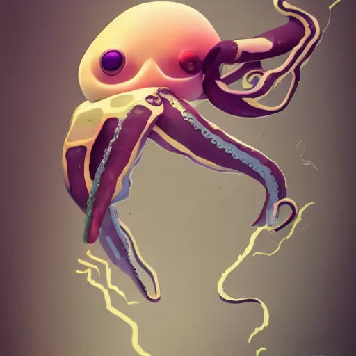 Image similar to the combination of squid and kid , concept art, trending on artstation 3D.