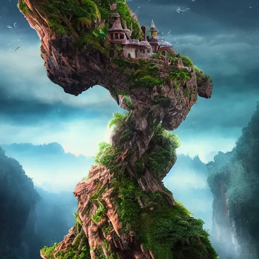 Image similar to full body pose, hyperrealistic arial photograph of neverland, dim volumetric lighting, 8 k, octane beautifully detailed render, extremely hyper detailed, intricate, epic composition, cinematic lighting, masterpiece, trending on artstation, very very detailed, stunning, hdr, smooth, sharp focus, high resolution, award, winning photo, dslr, 5 0 mm