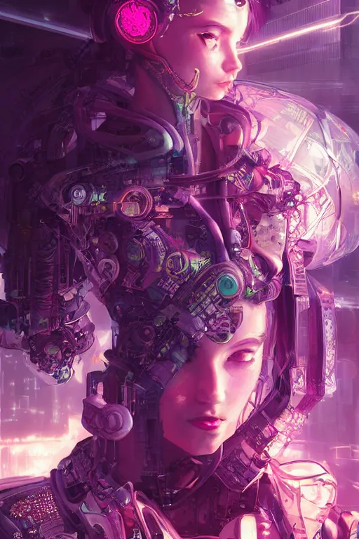 Image similar to portrait futuristic Cyber warrior Girl, in future cyberpunk tokyo rooftop , ssci-fi, fantasy, intricate, very very beautiful, elegant, neon light, highly detailed, digital painting, artstation, concept art, smooth, sharp focus, illustration, art by tian zi and WLOP and alphonse mucha