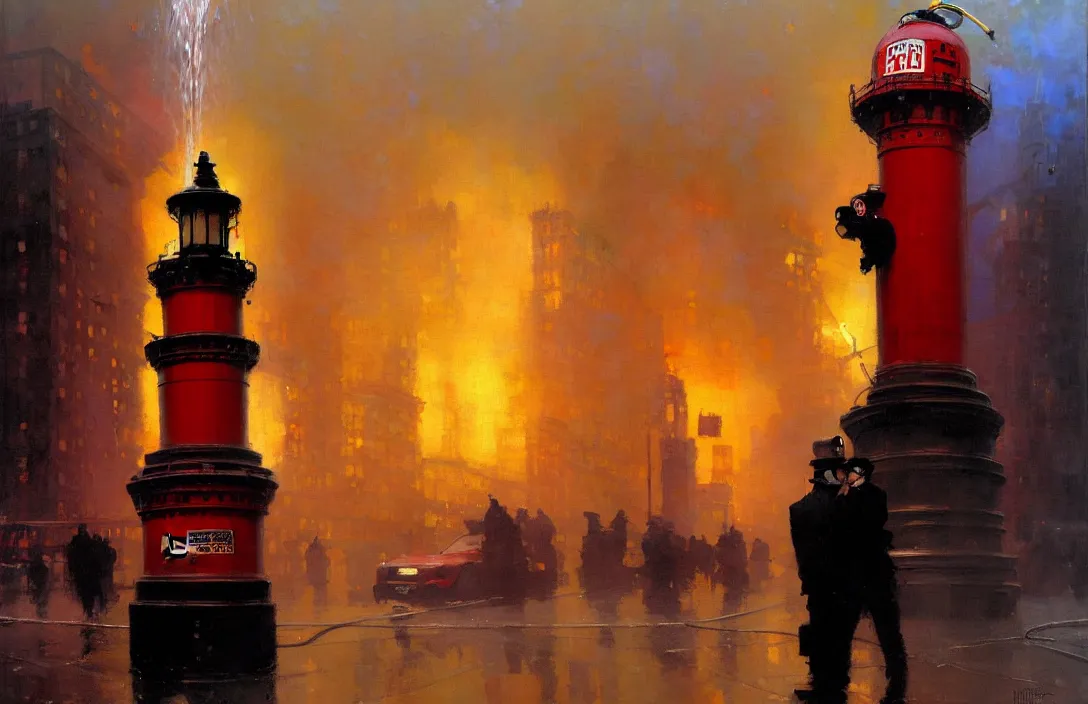 Prompt: a new york fire hydrant, detailed painting, epic lighting, by ilya repin, phil hale and kent williams