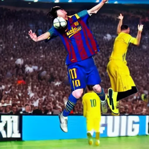 Image similar to Messi dunking on Ronaldo,