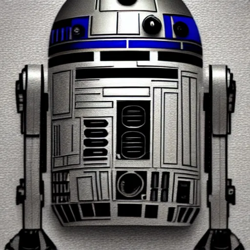 Prompt: R2D2 Star Wars in the style of H.R. Giger, Photorealistic, Droid, 4k, Horror