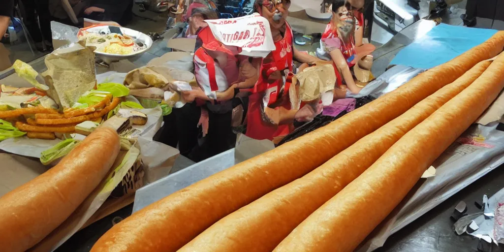 Prompt: ten foot long hotdog