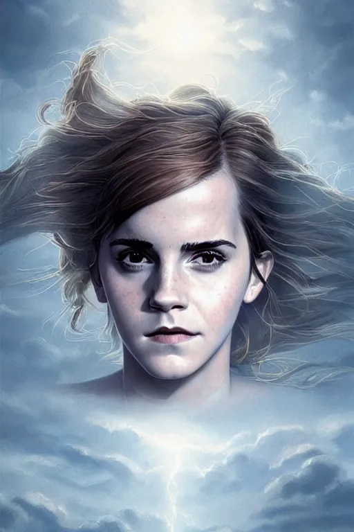 Prompt: Poster artwork, Emma Watson as Hermione Granger, fading!!!, dissolving!!! into light!!!, vanishing!!!, magnificent, medium shot, close up, details, sharp focus, elegant, highly detailed, illustration, by Jordan Grimmer and greg rutkowski and PiNe(パイネ) and 薯子Imoko and 香川悠作 and wlop!! and maya takamura, intricate, beautiful, Trending artstation, pixiv, digital Art