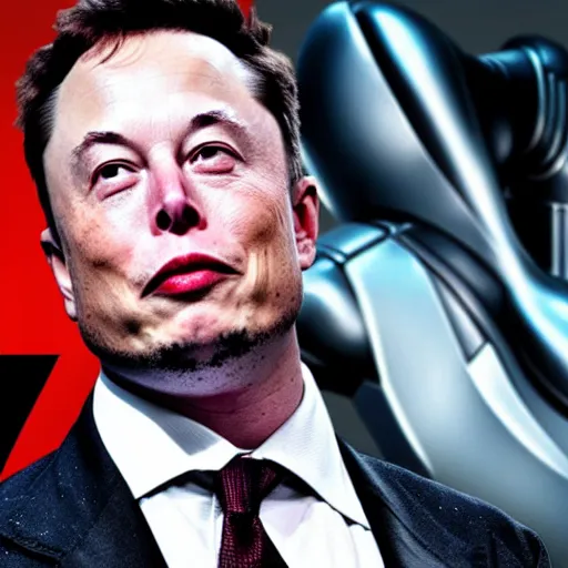 Prompt: elon musk a a cybernetic robot, ultron