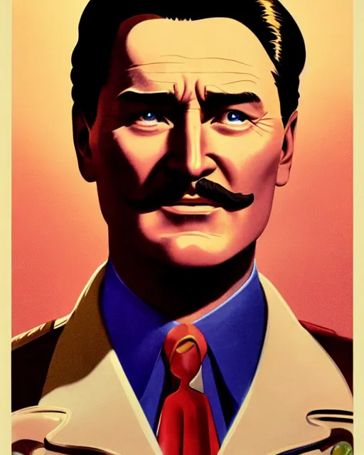 Image similar to Errol Flynn as a scientist. 1980s dystopian Soviet Russia, propaganda screens. Unreal engine, fantasy art by Ilya Kuvshinov. Faithfully depicted facial expression, perfect anatomy global illumination, radiant light, detailed and intricate environment