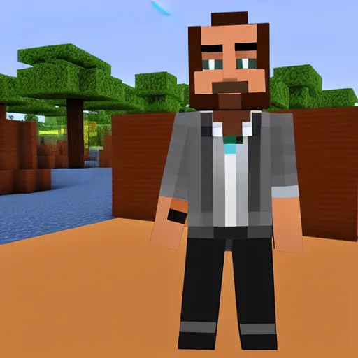 Prompt: Saul Goodman from Breaking Bad in the game Minecraft