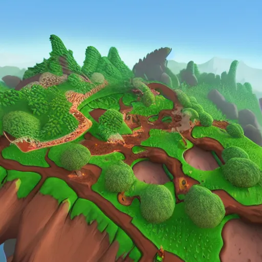 Image similar to render of the overworld map of a cartoony bean - themed 3 d action rpg, fantasy, map, cartoony