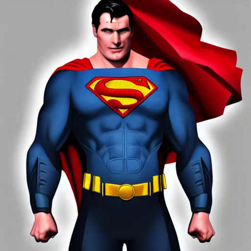 Image similar to Batman as Superman, digital portrait, artstation, cgsociety, 4k, high detail
