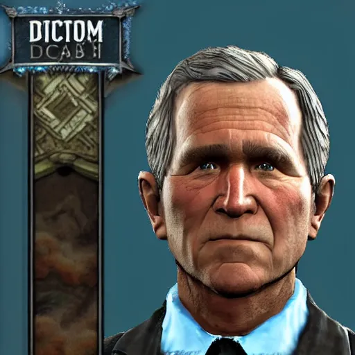 Prompt: “ george w bush as a skyrim npc, with dialogue options, in - game screenshot ”