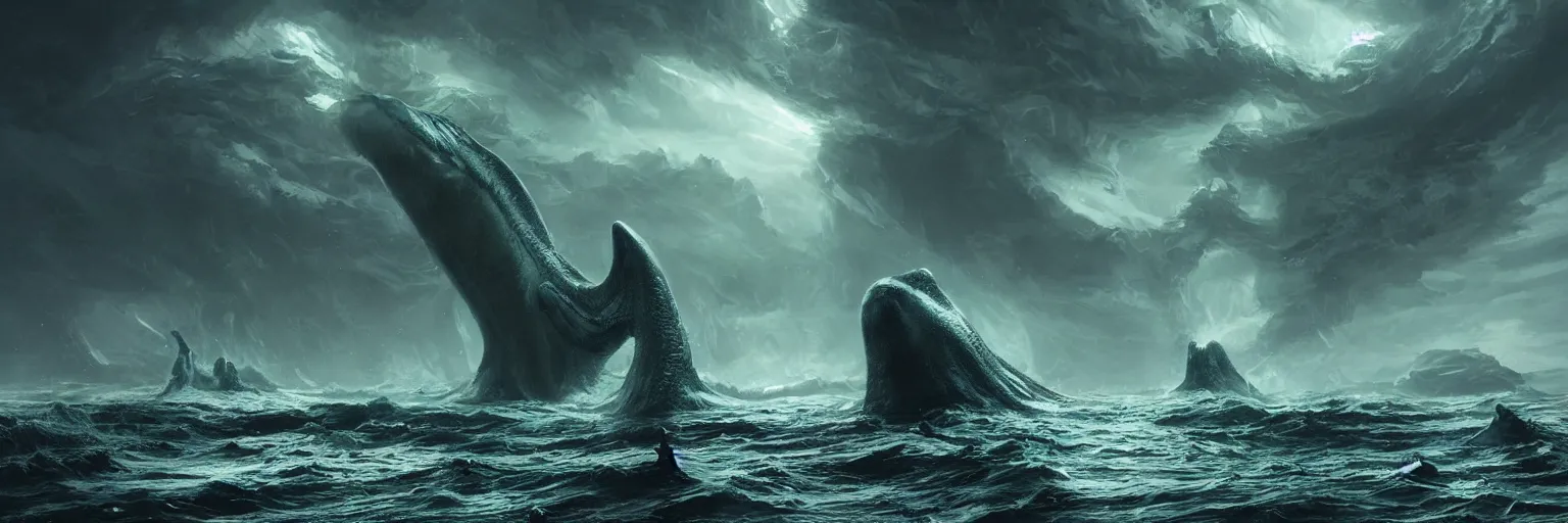 Image similar to leviathan leaving the ocean, lovecraftian creature, dramatic lighting, cinematic, establishing shot, extremly high detail, foto realistic, cinematic lighting, post processed, concept art, artstation, matte painting, style by eddie mendoza, raphael lacoste, alex ross