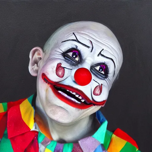 Image similar to A highly detailed portrait of a smiling crying clown