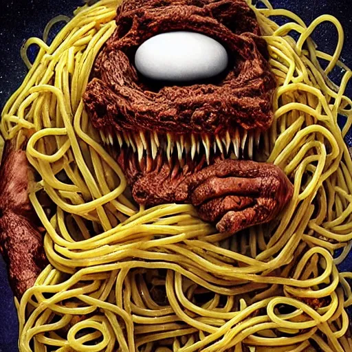 Image similar to the sphagetti monster, atheism god