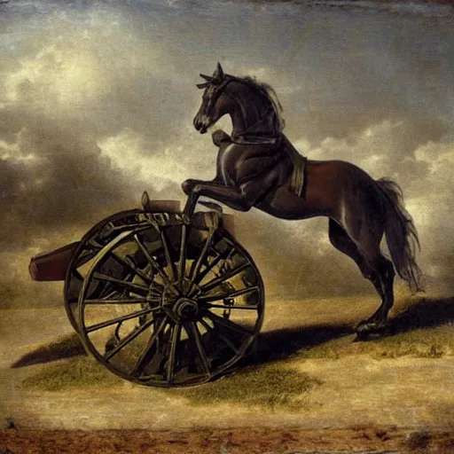 Image similar to a horse and a cannon