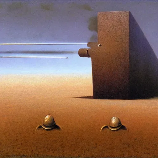 Prompt: cannon firing by Zdzisław Beksiński, oil on canvas