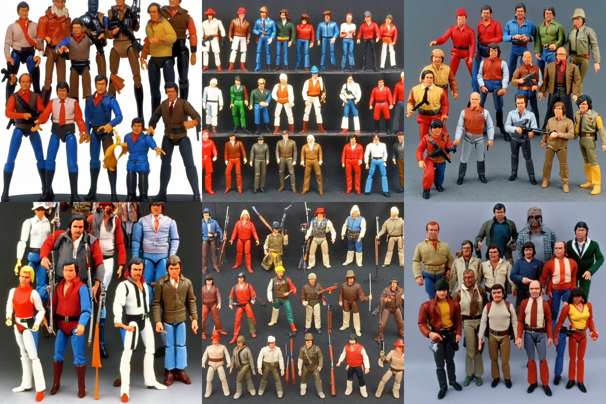 Prompt: complete set of Turkey Shoot (1982) cast as 1980's Kenner style action figures, 5 points of articulation, full body, 4k, highly detailed