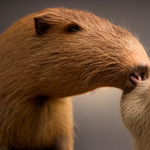 Image similar to capybara eating gpus, professional photograph, studio lighting, rule of thirds