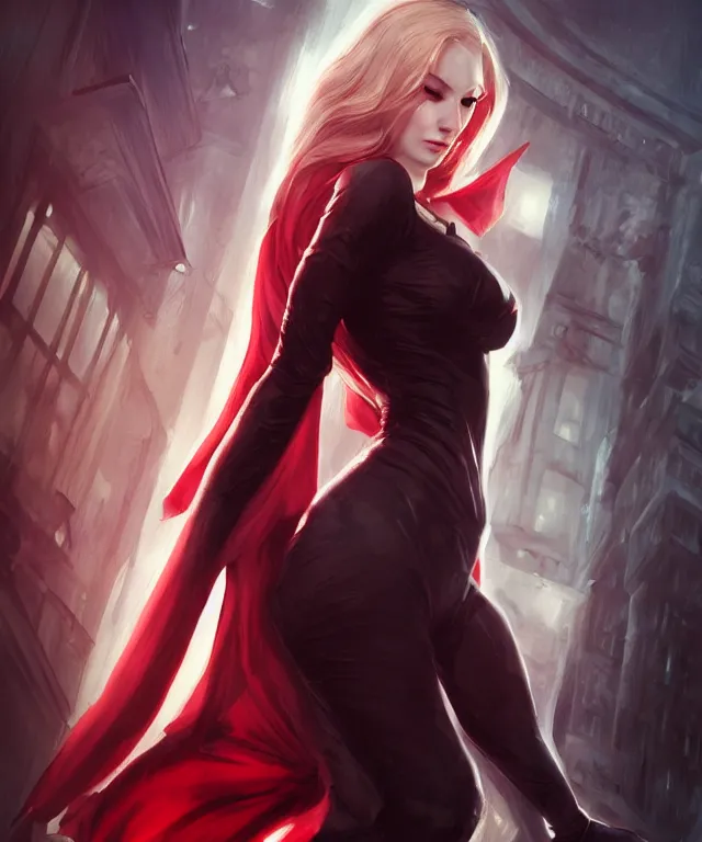 Prompt: assassin as karen page by charlie bowater and titian and artgerm, full - body portrait, intricate, face, cityscape, elegant, red mist, beautiful, highly detailed, dramatic lighting, sharp focus, trending on artstation, artstationhd, artstationhq, unreal engine, 4 k, 8 k