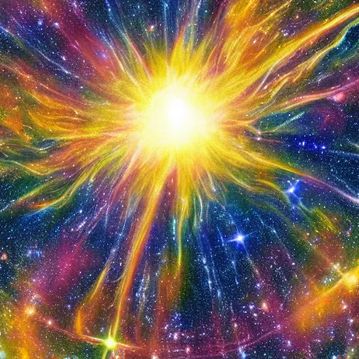 Prompt: a cosmic explosion of a distant star cosmos 8k hyperrealism