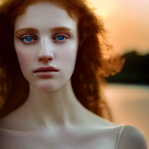 Prompt: photographic portrait of a stunningly beautiful english renaissance apollonian female in soft dreamy light at sunset, beside the river, soft focus, contemporary fashion shoot, hasselblad nikon, in a denis villeneuve movie, by edward robert hughes, annie leibovitz and steve mccurry, david lazar, jimmy nelsson, hyperrealistic, perfect face