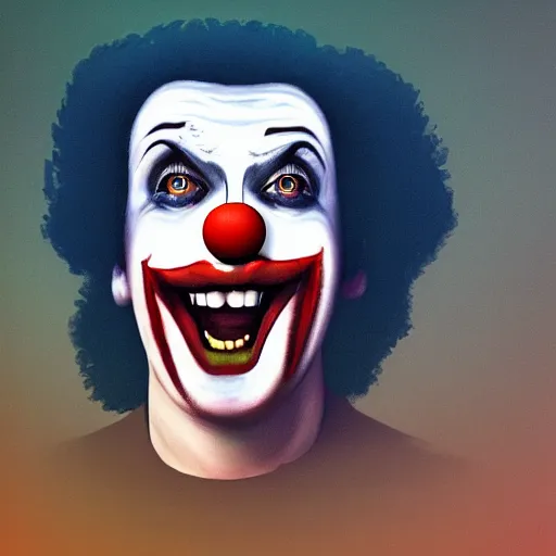 Prompt: profile portrait of a male clown horror, horror movie characters, horror movie icons, orange dawn, hyperrealistic