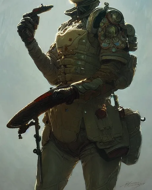 Image similar to portrait of a mushroom!!!!!!!!!!! ( ( ( ( humanoid ) ) ) ) wearing a formal military outfit, science fantasy painting, elegant intricate digital painting artstation, greg rutkowski and alphonse mucha, detailed