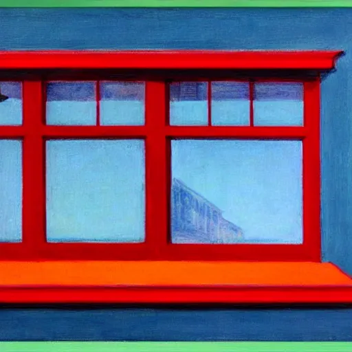 Image similar to gazing out of windows, style of edward hopper