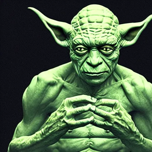 Image similar to photo of hybrid of dr manhattan and yoda