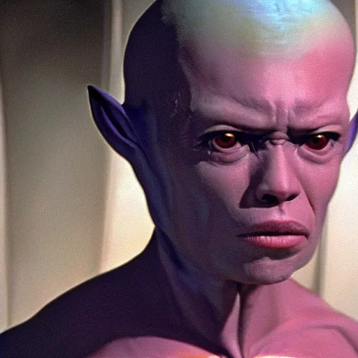 Prompt: astonishing portrait of a humanoid alien in star trek voyager, film still