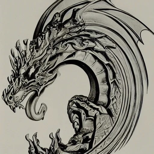 Image similar to a dragon by stanisław szukalski