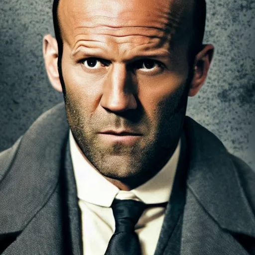 Image similar to cinematic still, jason statham as sherlock holmes!!!!!!