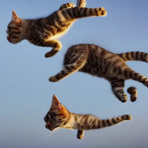 Image similar to photo of flying kittens, award - winning photograph, national geographic, perfect lighting