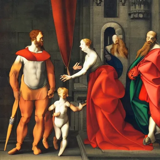 Prompt: royal family during an argument, michelangelo, ultra detailed, dynamic light