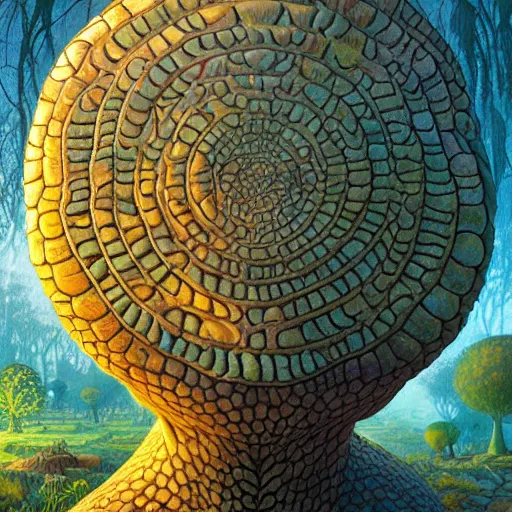 Prompt: fungus labyrinth mohawk scales portrait by gaston bussierre and charles vess and james jean and erik jones and rhads, inspired by rick and morty, epic, funny, huge scale, beautiful fine face features, intricate high details, sharp, ultradetailed