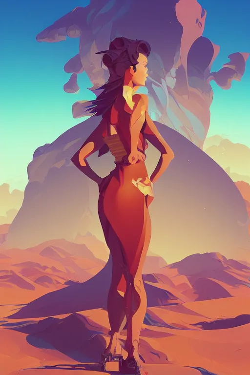 Image similar to final boss, desert scene, centered, solid bacgkround, median photoshop filter cutout vector behance, hd by artgerm, jesper ejsing, by rhads, makoto shinkai and lois van baarle, ilya kuvshinov, rossdraws, illustration, art by ilya kuvshinov and gustav klimt