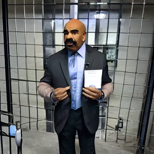 Prompt: Steve harvey in jail