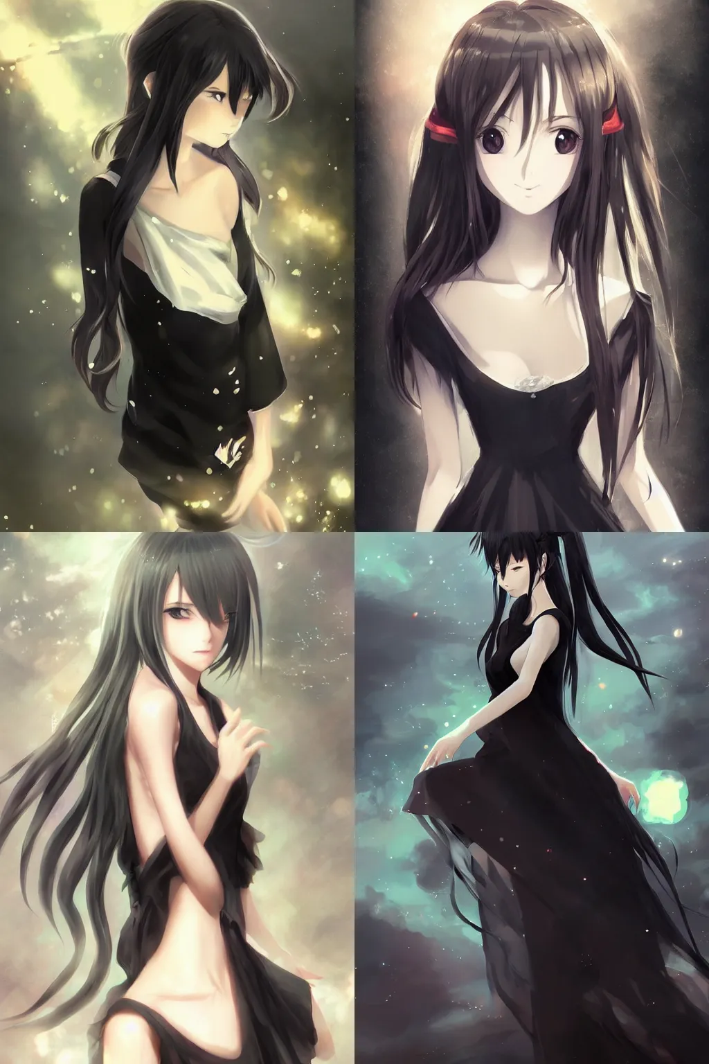 Anime Female Long hair Drawing, Anime, black Hair, manga png | PNGEgg