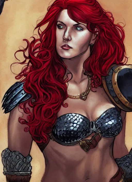 Image similar to a portrait of red sonja