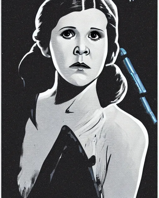 Image similar to carrie fisher in return of the jedi, 1984, digital art, cdx