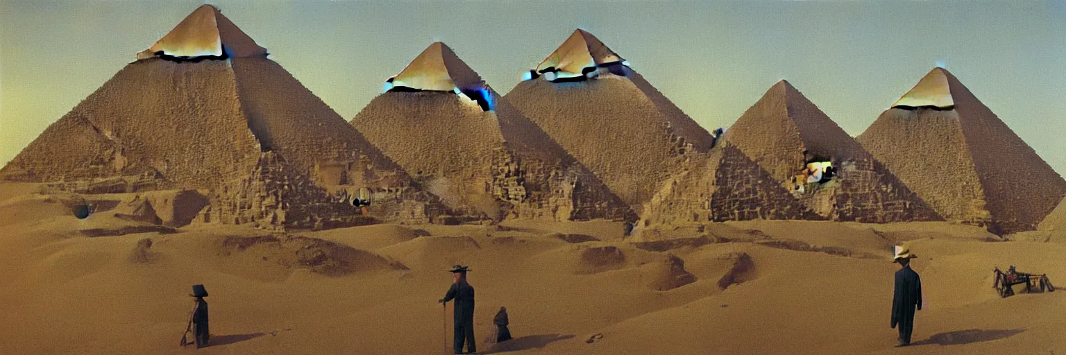 Image similar to pyramids at giza painting magritte