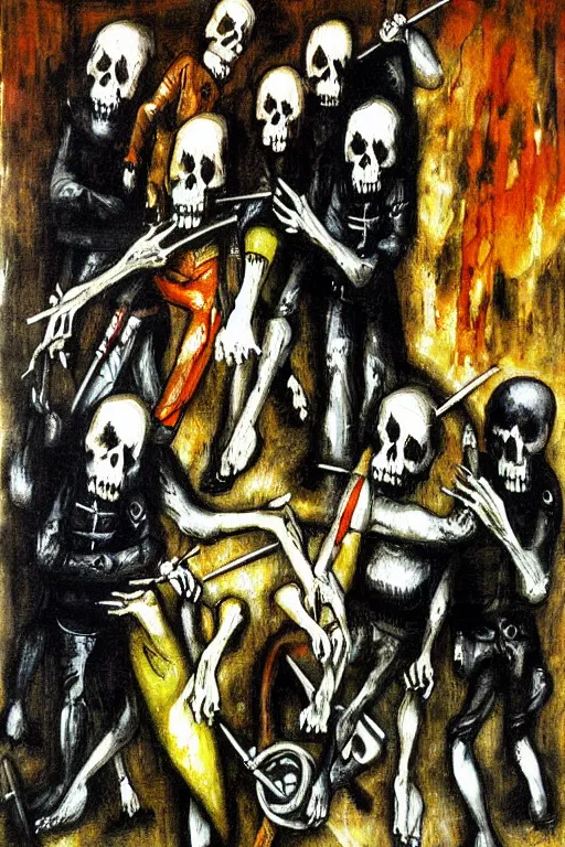 Prompt: death row, highly detailed painting by otto dix