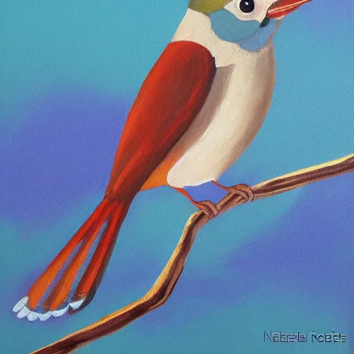 Prompt: a painting of a bird by natalia rojas