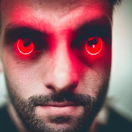 Image similar to a man with red glowing eyes