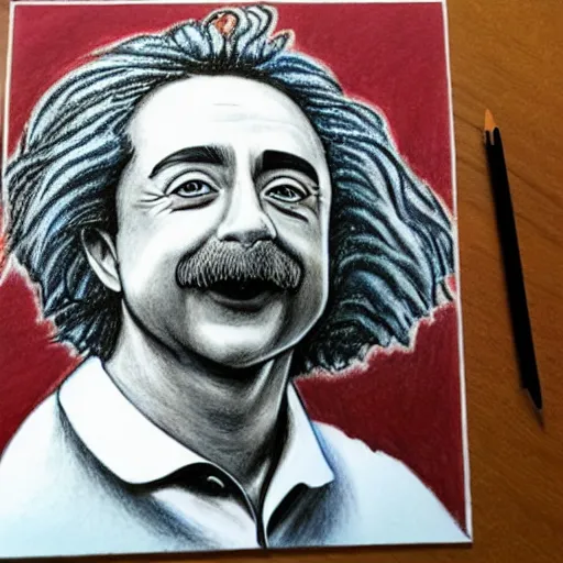 Image similar to Color pencil drawing of Xavi Hernandez as Albert Einstein