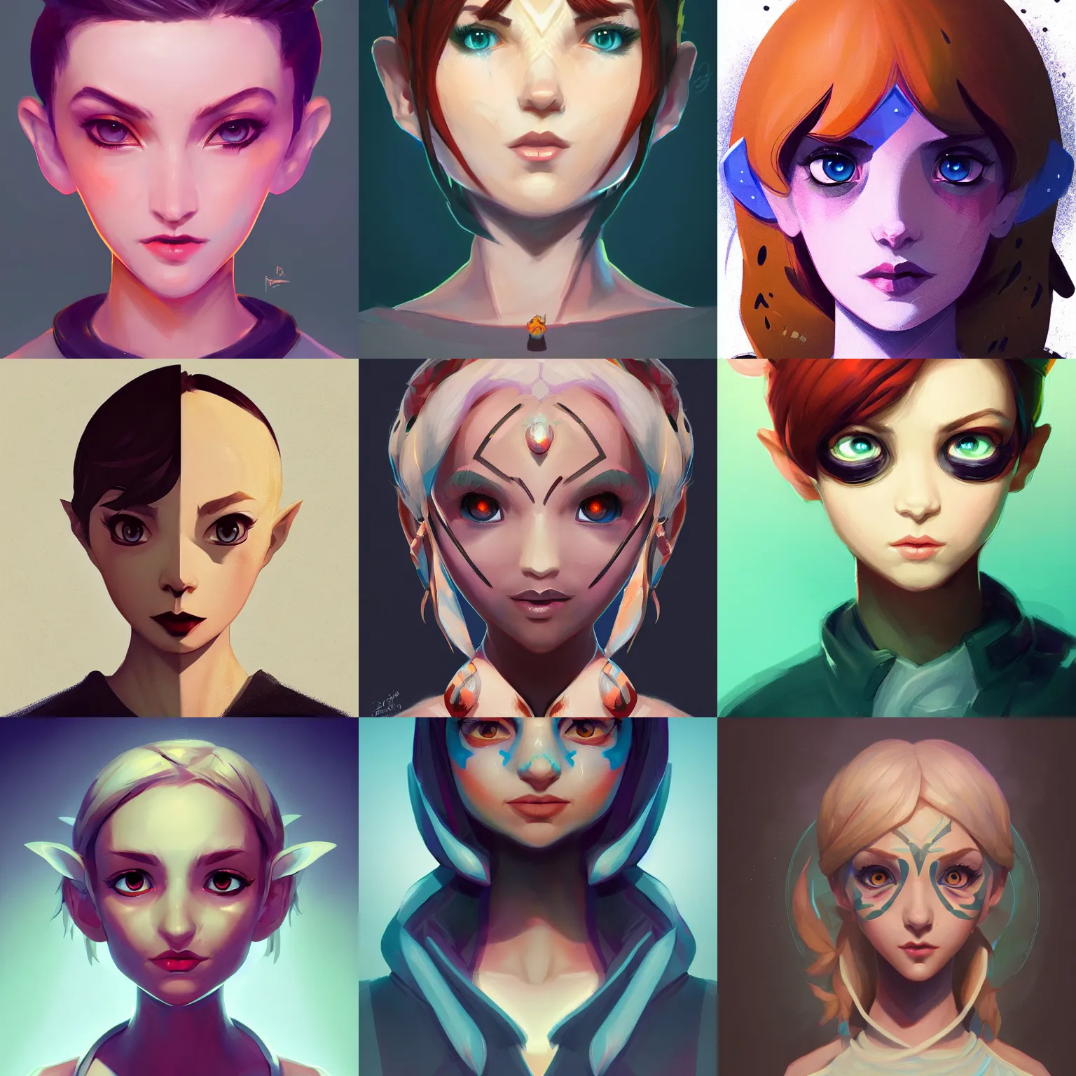 Prompt: front facing symmetrical centered painted portrait, headshot of a pixie, RPG character avatar, League of Legends concept art, global illumination lighting, Pixar, Arcane concept art, trending on artstation, by lois van baarle, ilya kuvshinov, rossdraws