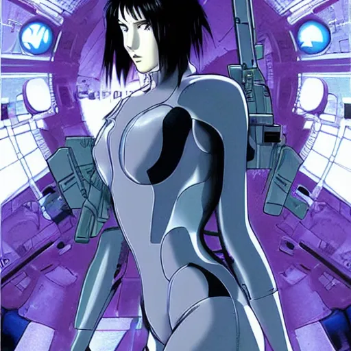 Image similar to Ghost in the Shell, GitS, perfect face, Major Motoko Kusanagi, style by Masamune Shirow