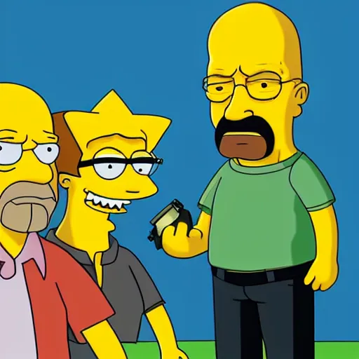 Prompt: Breaking Bad in the style of The Simpsons