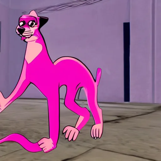 Prompt: pink panther in the style of gta v